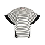 Top donna a righe con bottoni gioiello