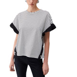 Top donna a righe con bottoni gioiello