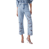 Jeans donna con ricami traforati