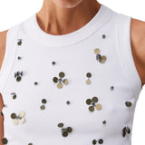Top donna con applicazioni