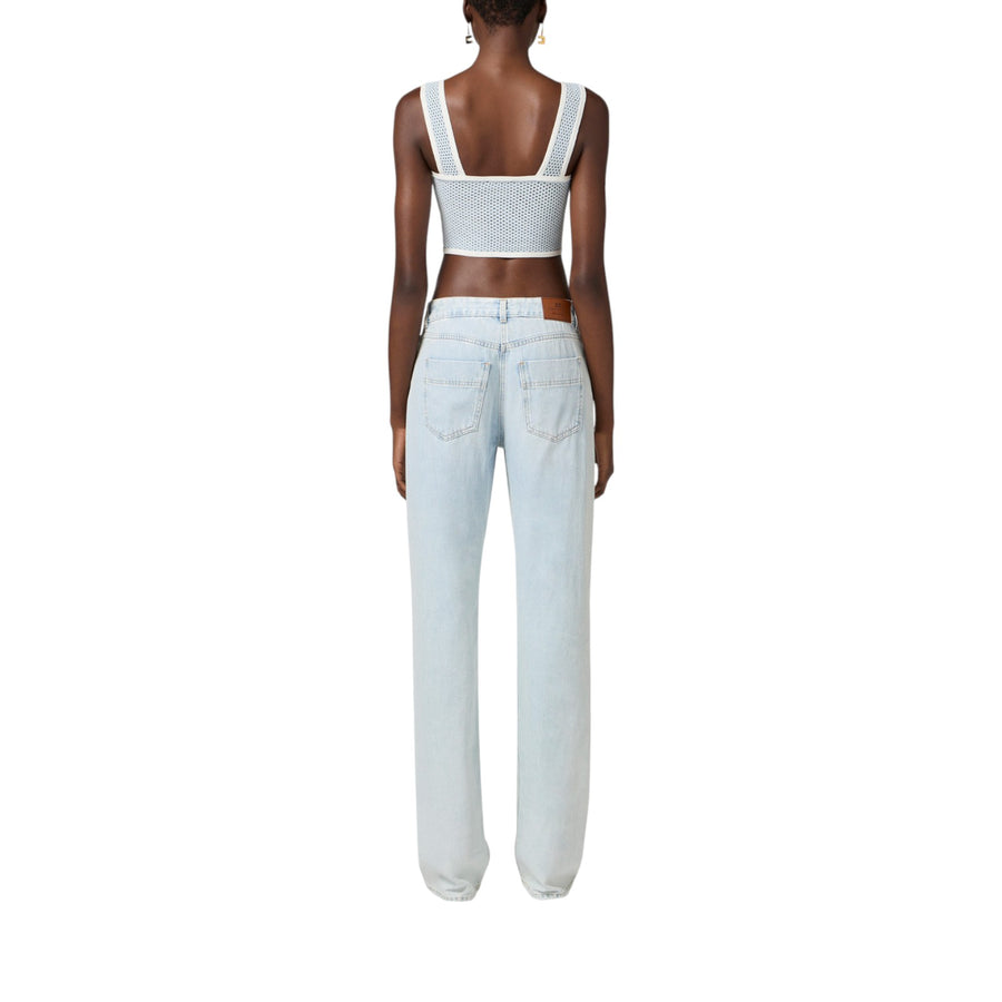 Jeans donna  a palazzo con dettagli logo