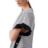 Top donna a righe con bottoni gioiello