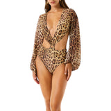 Body  donna  manica lunga leopard resort