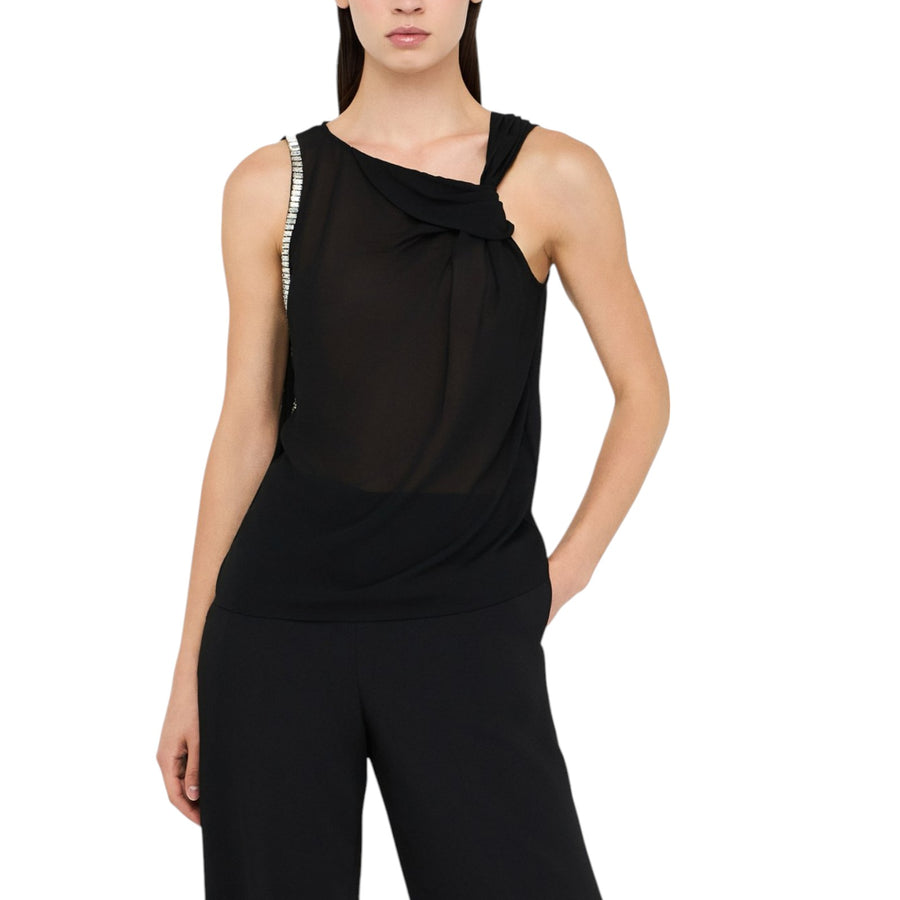 Top donna in cotone e georgette