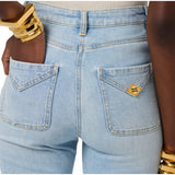 Jeans donna a zampetta con taschini