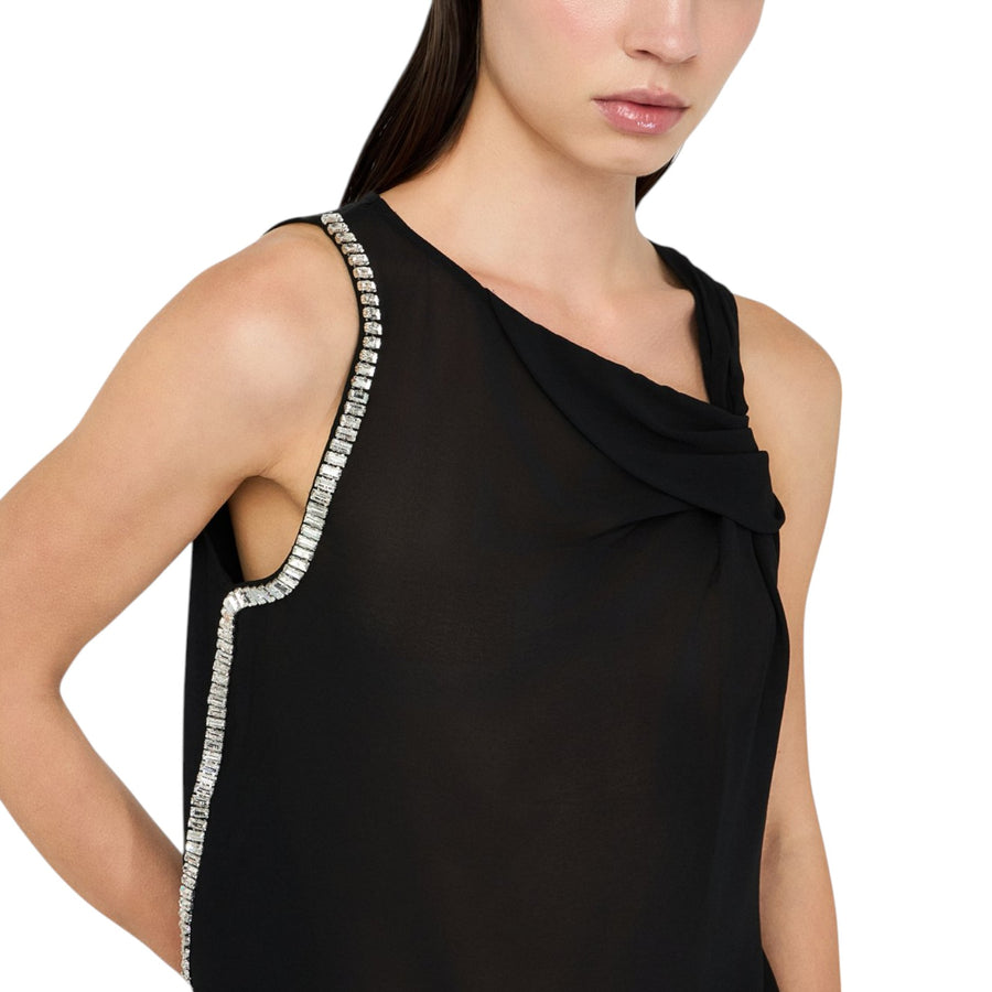 Top donna in cotone e georgette