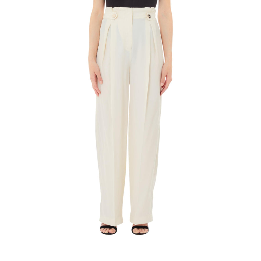 Pantaloni donna a vita alta bianchi