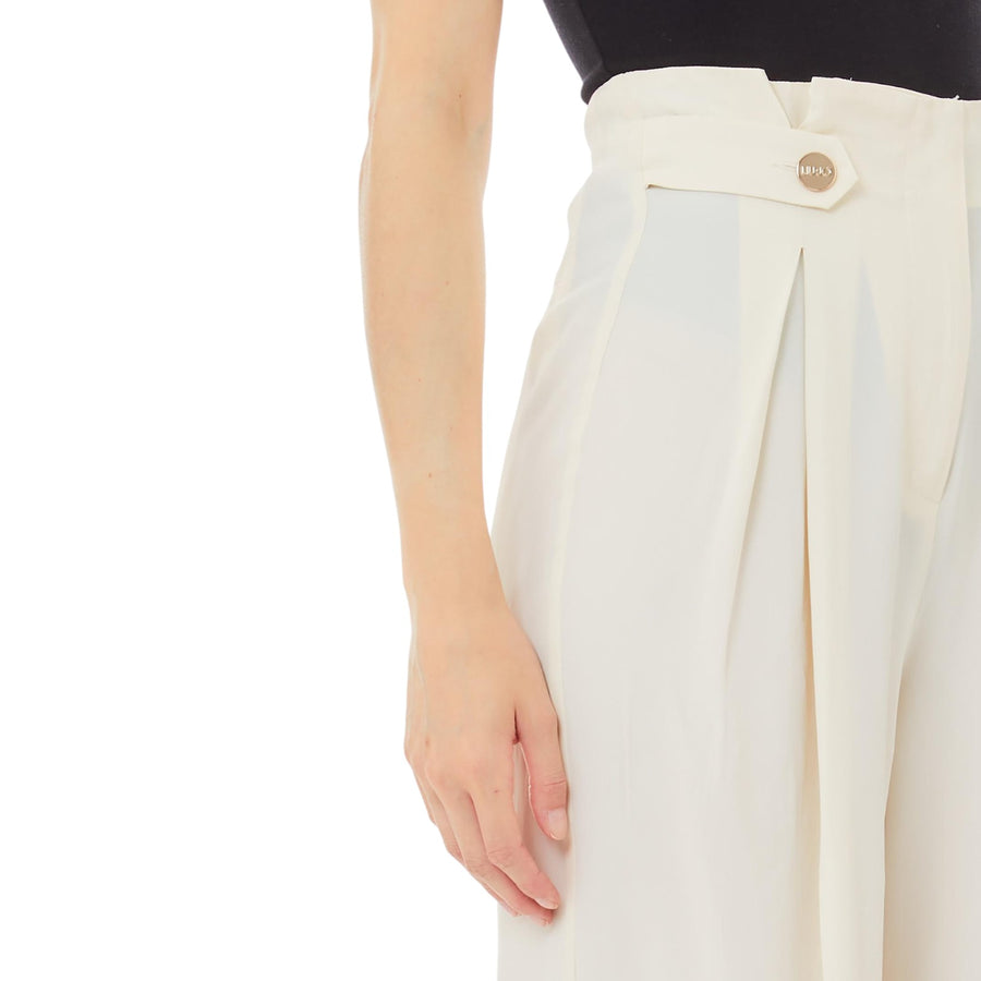 Pantaloni donna a vita alta bianchi