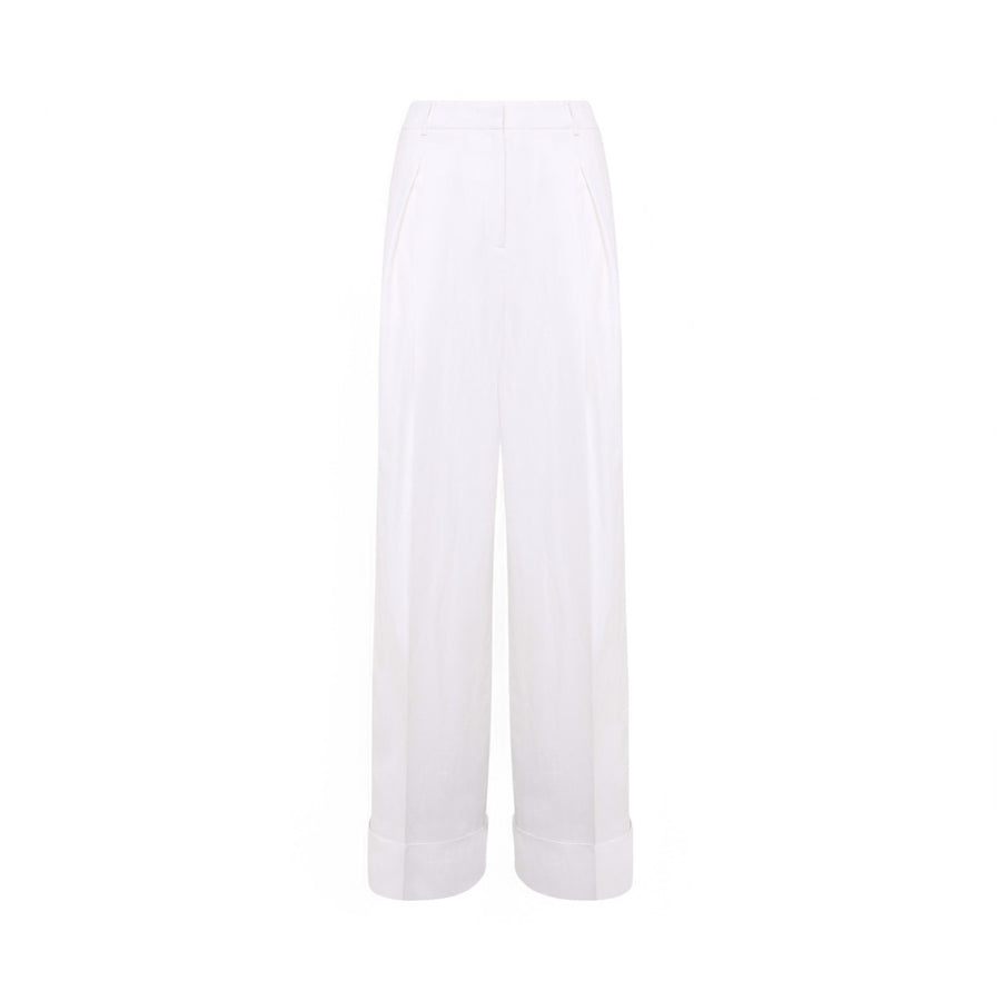 Pantaloni donna wide leg in misto lino