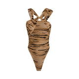 Body donna in jersey con stampa tigre