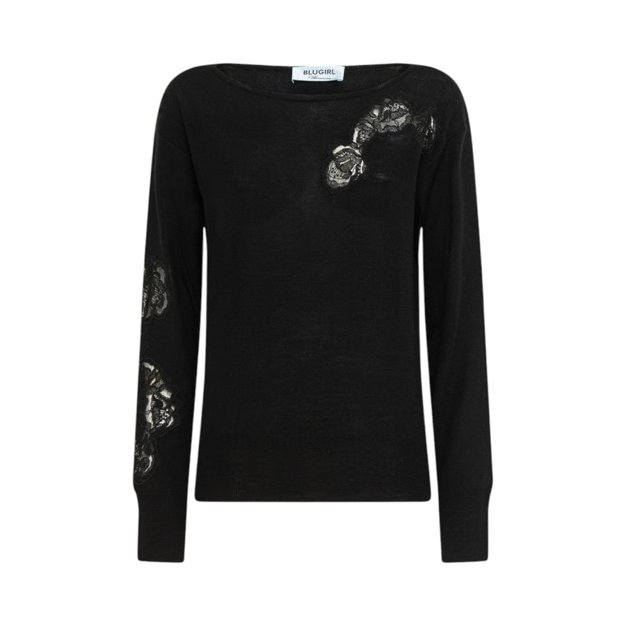 Maglia donna in lana e pizzo