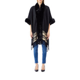 Poncho donna con collo in ecopelliccia
