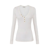 Maglia donna in jersey con bottoni