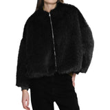 Bomber donna in ecopelliccia con zip