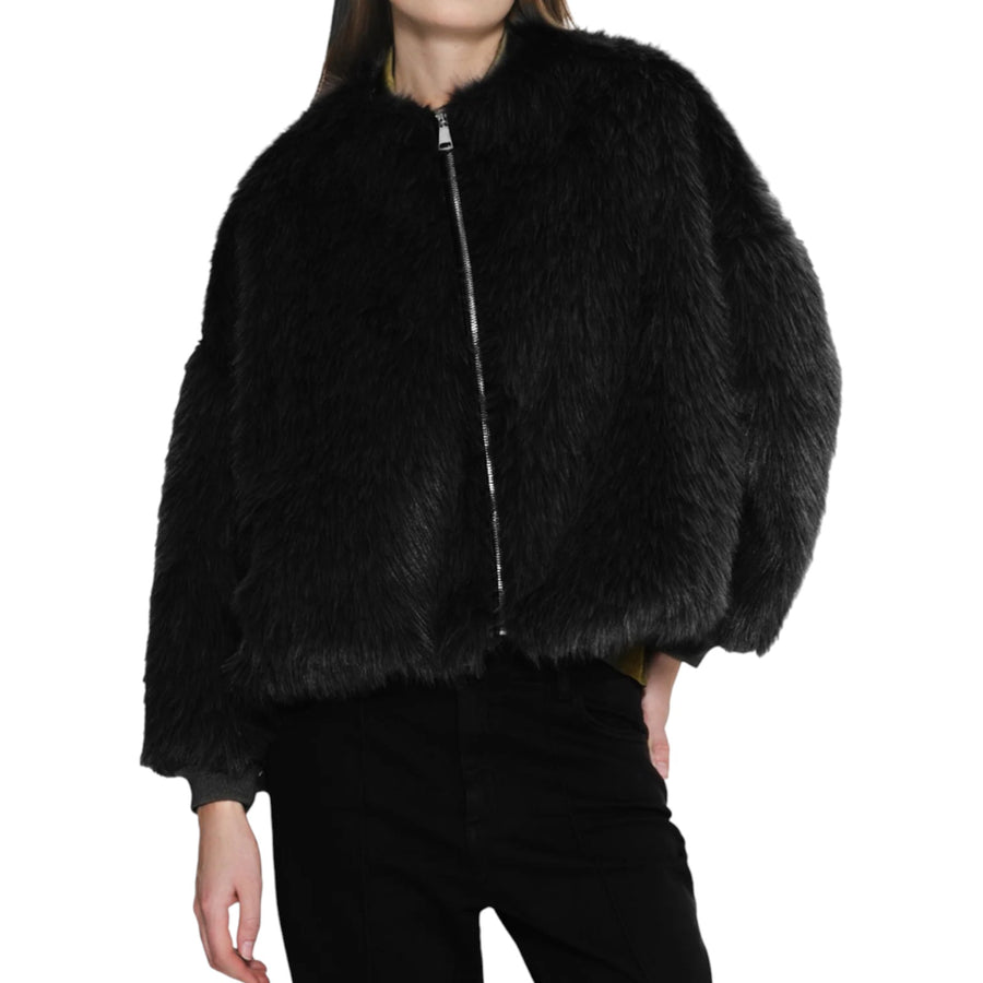 Bomber donna in ecopelliccia con zip