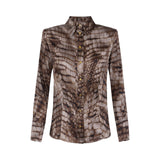 Camicia donna in raso con stampa alligatore