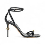 Sandali donna in pelle con tacco gioiello