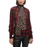 Camicia donna con Fiocco Stampa Animalier e Tartan