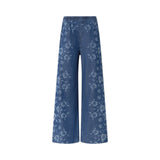 Pantaloni donna in denim floreale