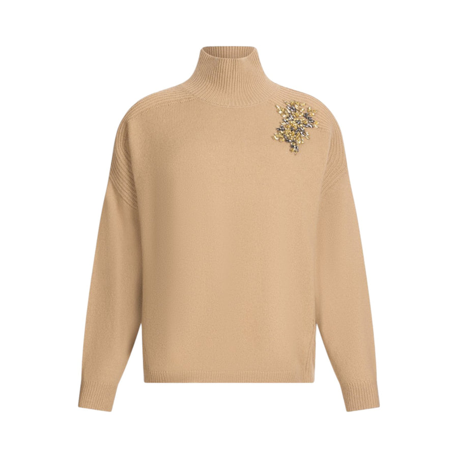 Maglia donna 100% lana con ricami gioiello