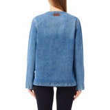 Giacca donna in denim con tasche e bottoni