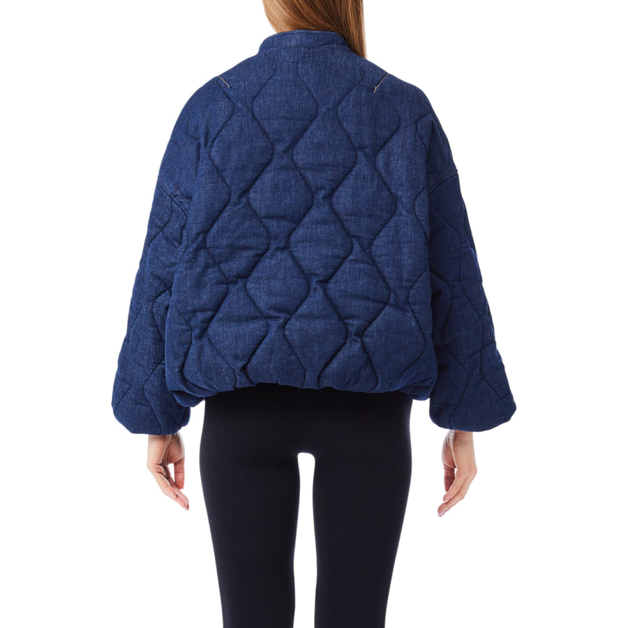 Bomber donna in denim trapuntato