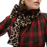Camicia donna con Fiocco Stampa Animalier e Tartan