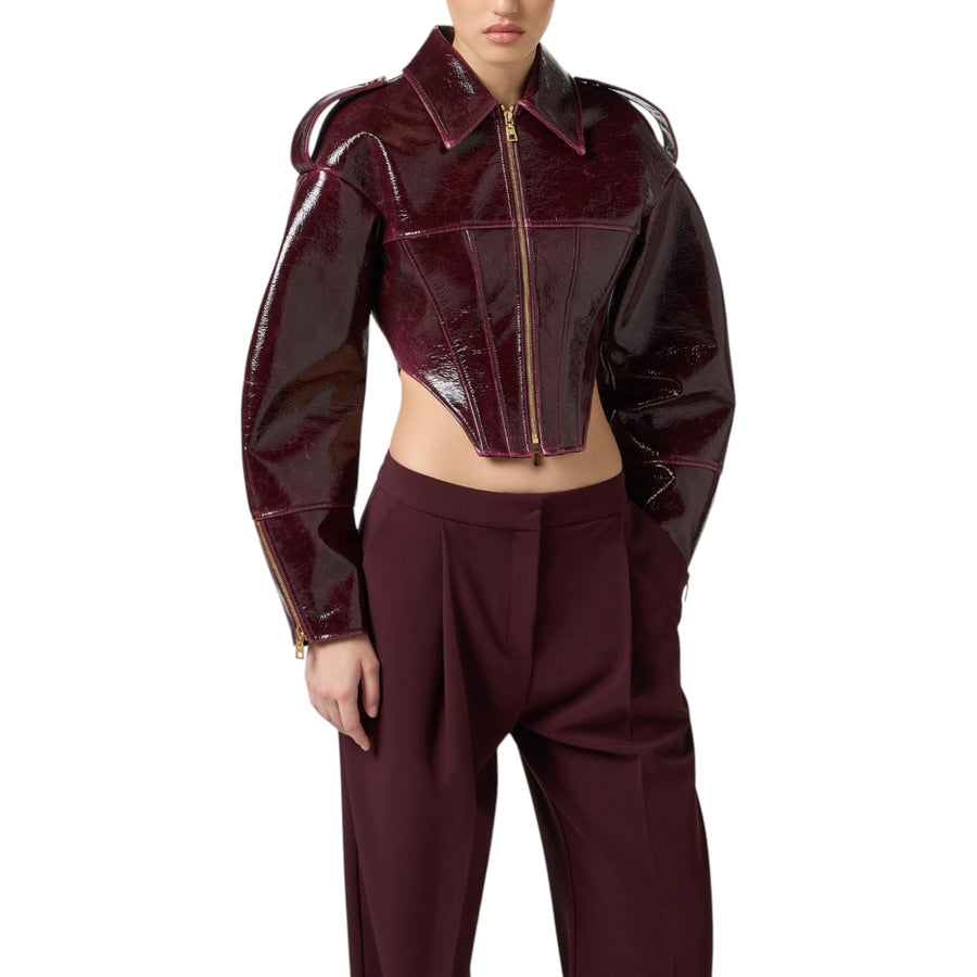 Giubbotto donna bustier in panno spalmato