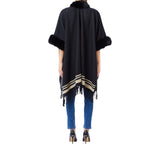 Poncho donna con collo in ecopelliccia