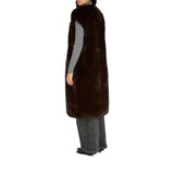 Gilet donna in ecopelliccia con cintura