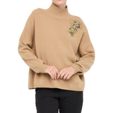 Maglia donna 100% lana con ricami gioiello