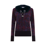 Maglia donna reversibile a rose e tweed