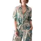 Camicia donna in raso stampato