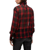 Camicia donna con Fiocco Stampa Animalier e Tartan