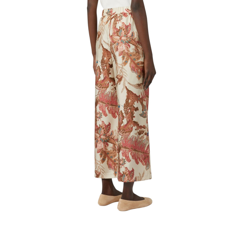 Pantalone donna in twill di seta stampata