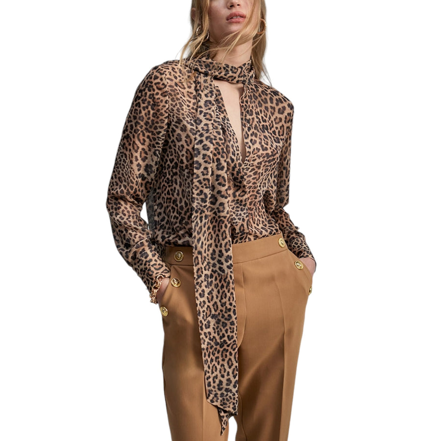 Camicia donna con stampa animalier