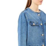 Giacca donna in denim con tasche e bottoni