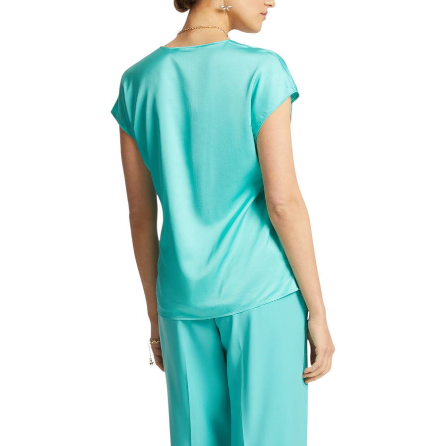 Blusa donna in raso con scollo a V