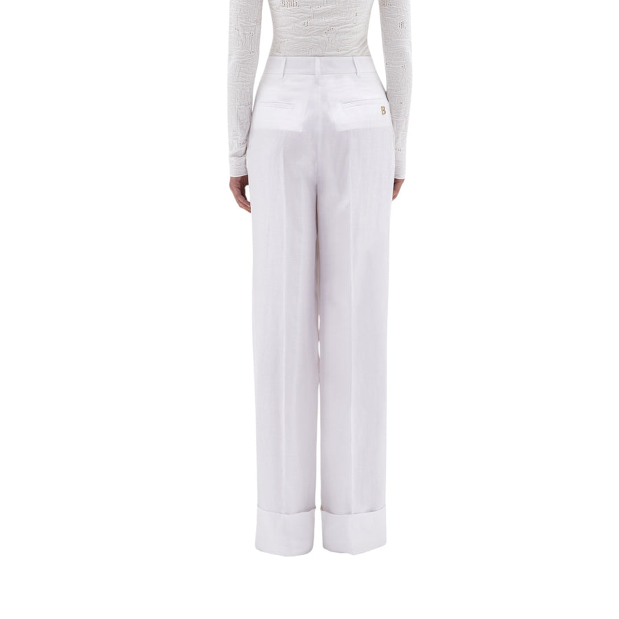 Pantaloni donna wide leg in misto lino