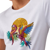 T-shirt donna con stampa e applicazioni