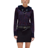 Maglia donna reversibile a rose e tweed