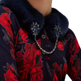 Maglia donna reversibile a rose e tweed