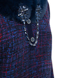 Maglia donna reversibile a rose e tweed