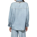 Camicia donna donna in denim con stampa digitale