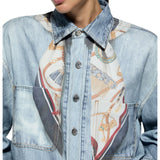Camicia donna donna in denim con stampa digitale