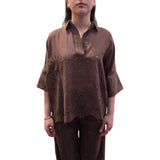 Camicia donna a Kimono in mussola con ricamo sangallo