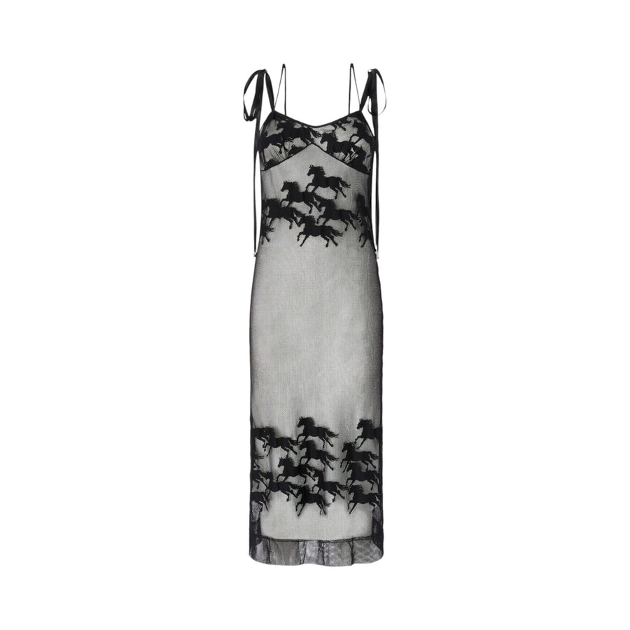 Abito donna midi trasparente con disegno cavalli Reimagine PINKO X Patrick McDowell
