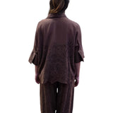 Camicia donna a Kimono in mussola con ricamo sangallo