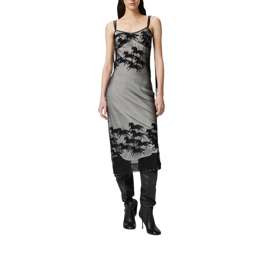 Abito donna midi trasparente con disegno cavalli Reimagine PINKO X Patrick McDowell