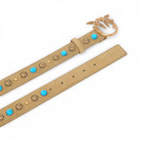 Cintura donna in suede con borchie 3 cm